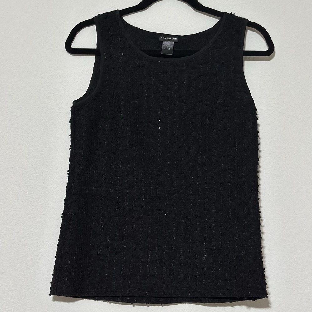 Ann Taylor Sleeveless‎ Sparkling Tank Top Sweater Black Size XS